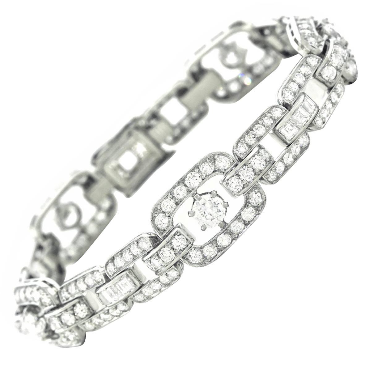 Art Deco Diamond Set Platinum Bracelet