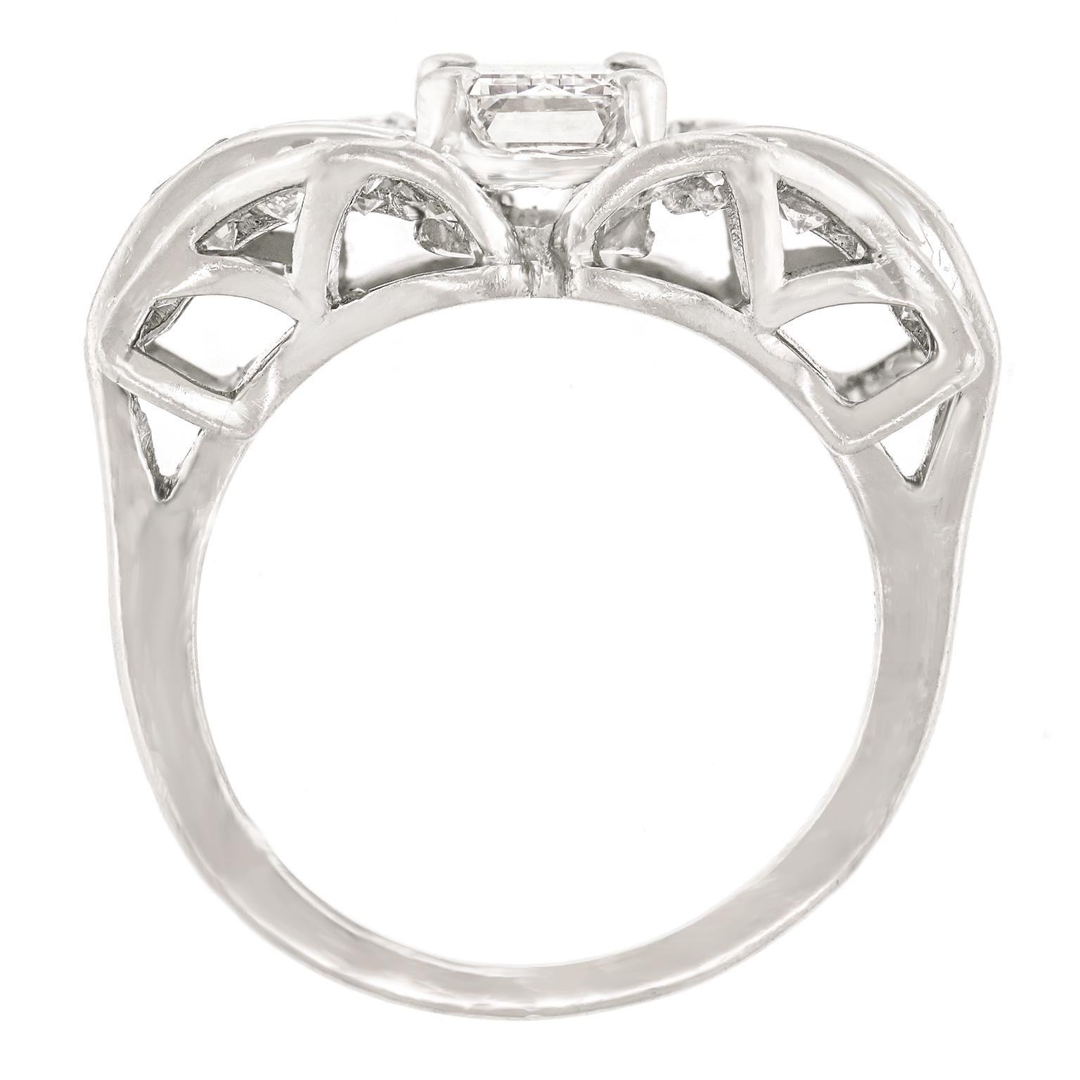 Art Deco Diamond-set Platinum Cocktail Ring 4