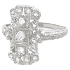 Art Deco Diamond-set Platinum Cocktail Ring Antique Art Deco Diamond-set Platinum Cocktail Ring