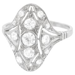 Art Deco Diamond-set Platinum Cocktail Ring Antique Art Deco Diamond-set Platinum Cocktail Ring