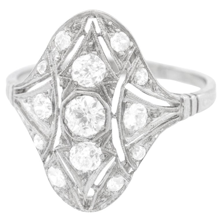 Art Deco Diamondset Platinum Cocktail Ring For Sale at 1stDibs