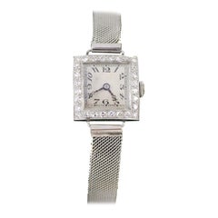 Art Deco Diamond Set Platinum & Gold Ladies Wristwatch