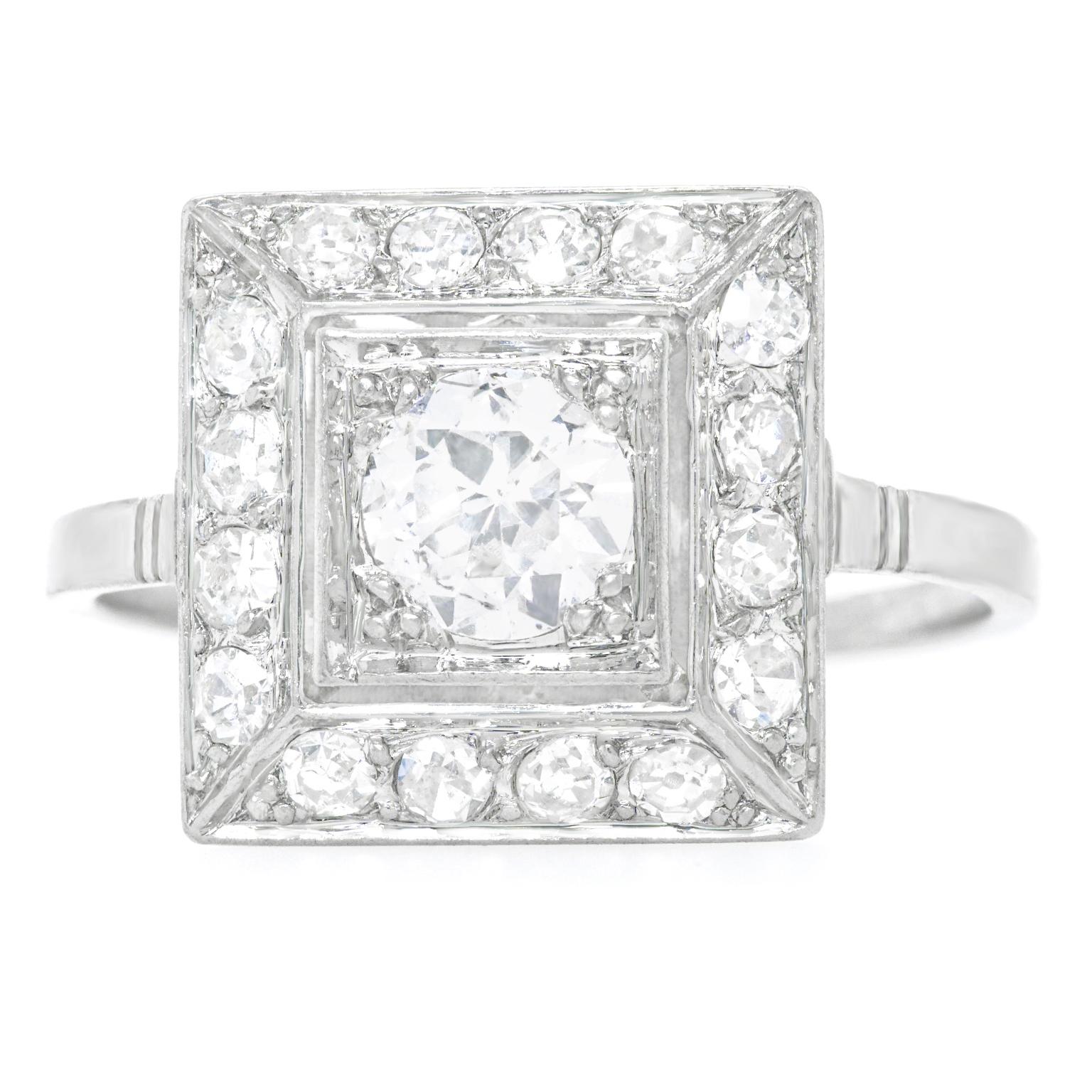 Brilliant Cut Art Deco Diamond-Set Platinum Ring