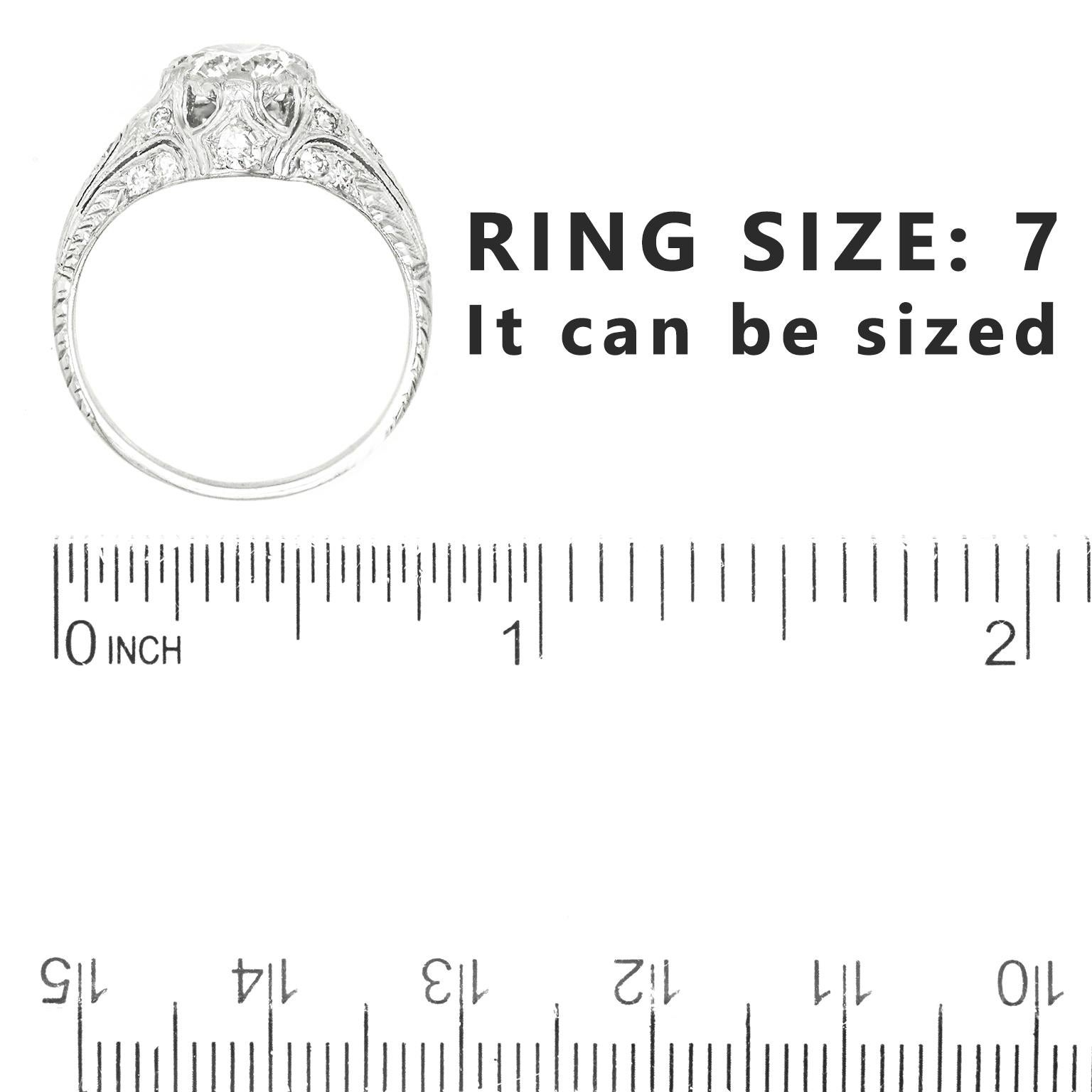 Platinring im Art-déco-Stil mit Diamantbesatz GIA im Zustand „Hervorragend“ in Litchfield, CT
