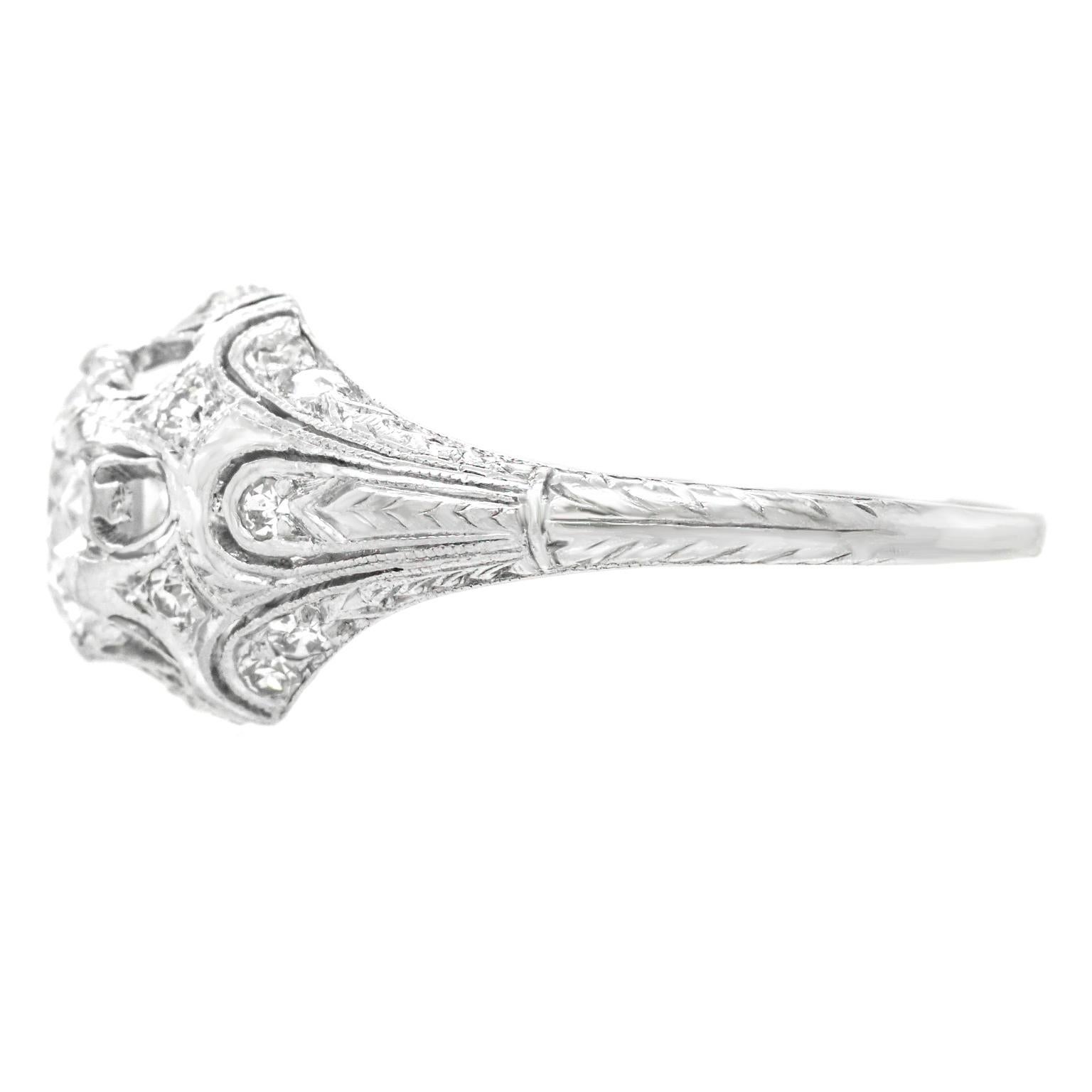 Platinring im Art-déco-Stil mit Diamantbesatz GIA Herren