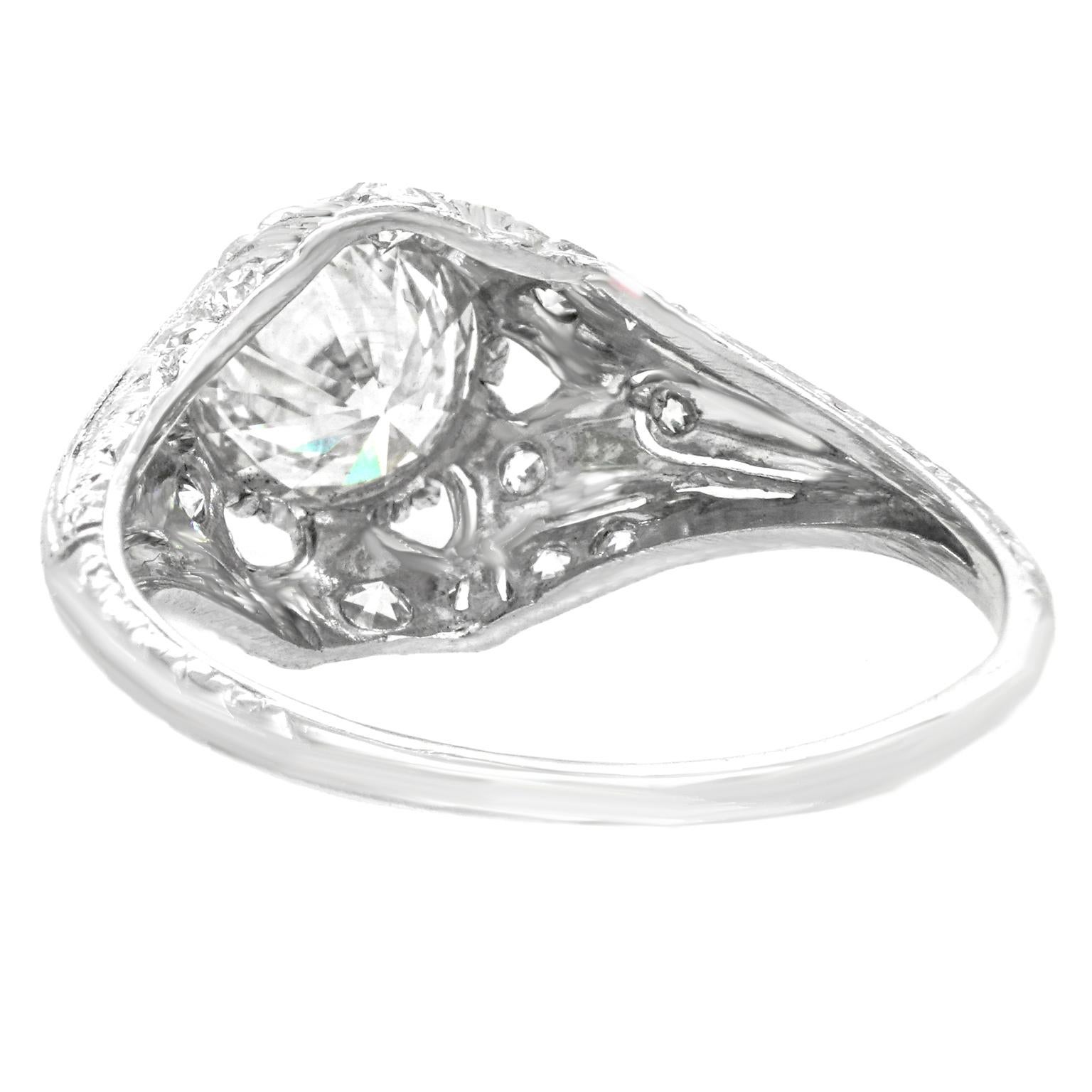 Platinring im Art-déco-Stil mit Diamantbesatz GIA 2