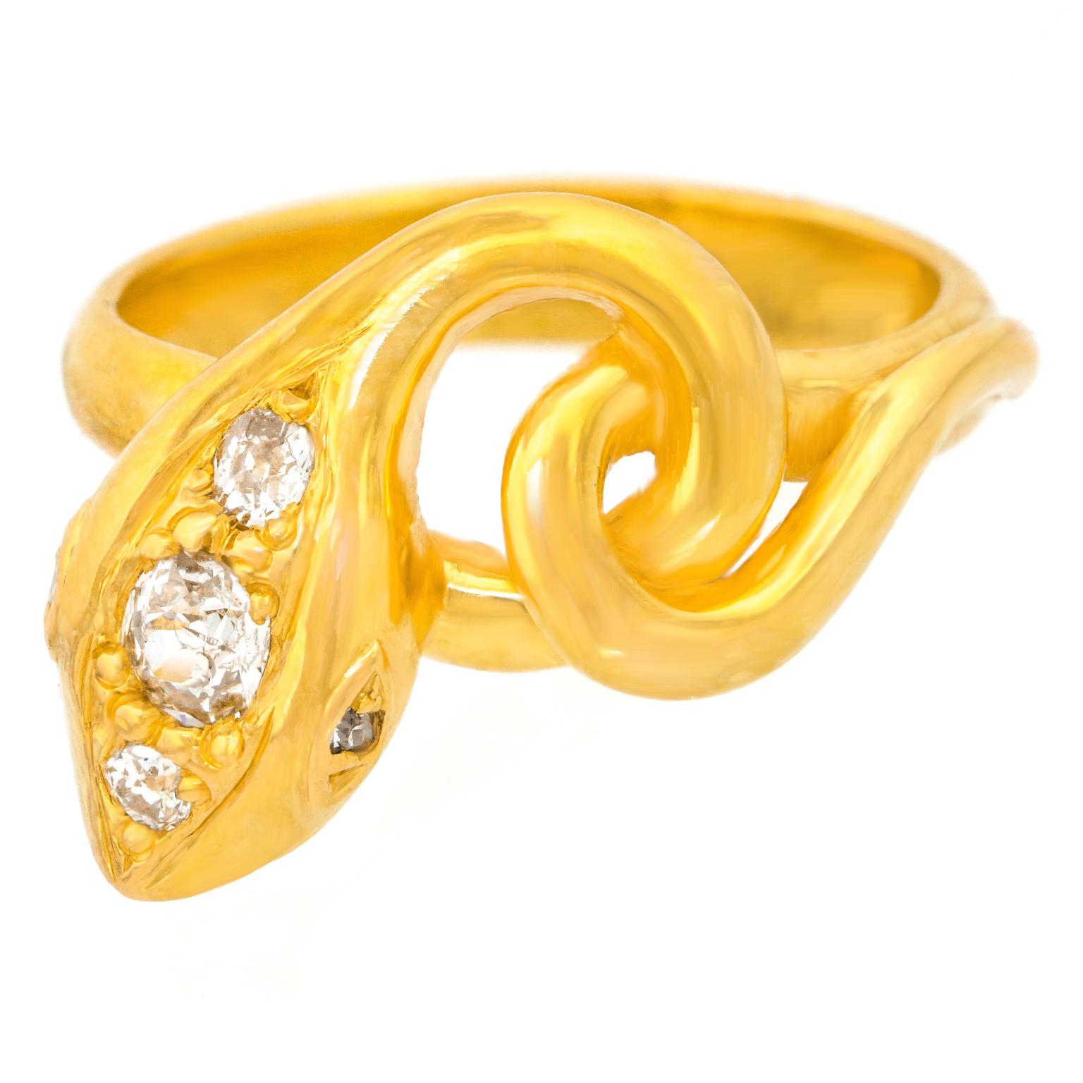 Art Deco Diamond-set Snake Ring 6