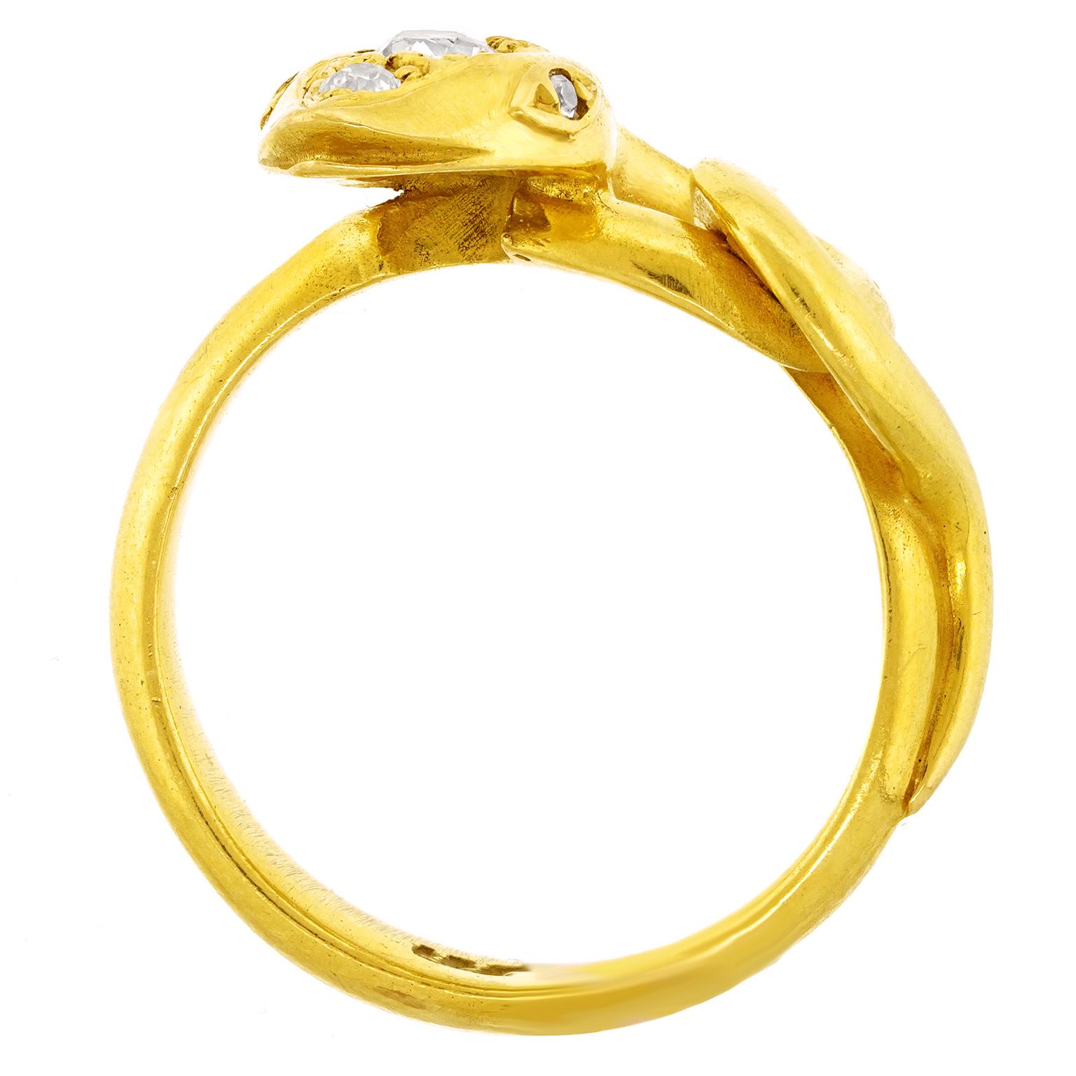 Art Deco Diamond-set Snake Ring 7