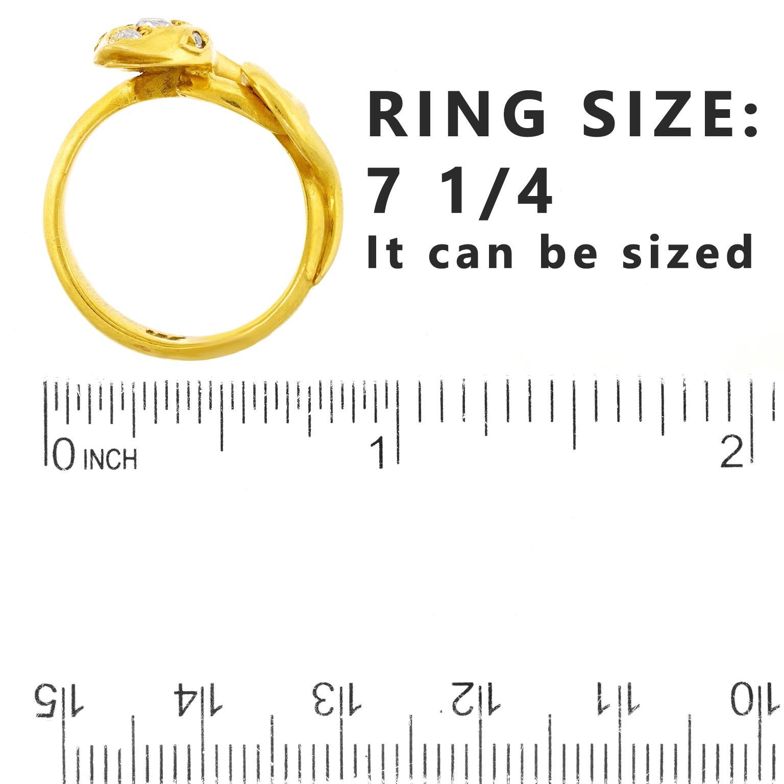 Art Deco Diamond-set Snake Ring For Sale 2