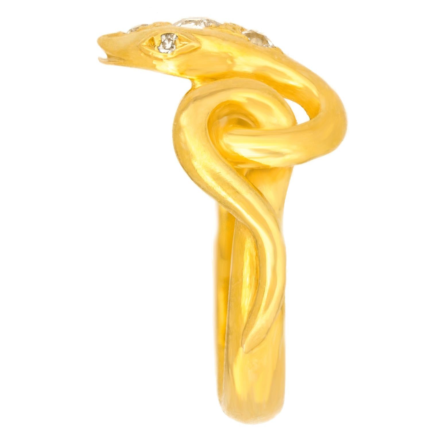 Art Deco Diamond-set Snake Ring For Sale 3