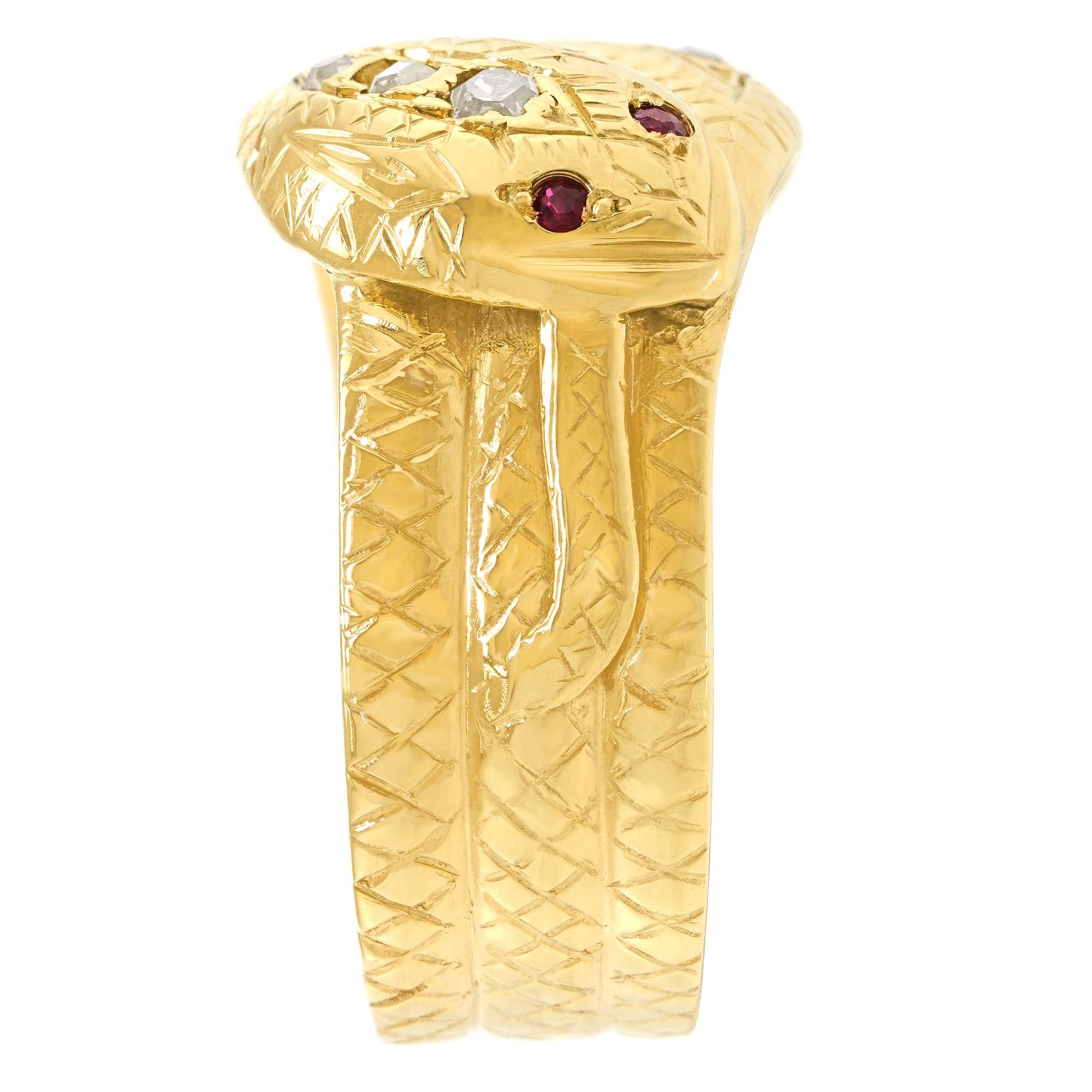 Art Deco Diamond-set Snake Ring For Sale 4