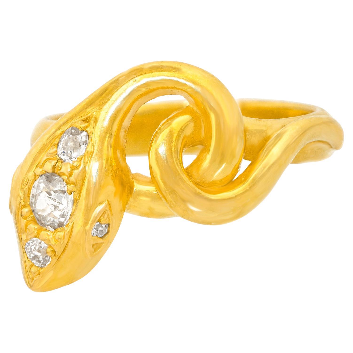 Art Deco Diamond-set Snake Ring For Sale