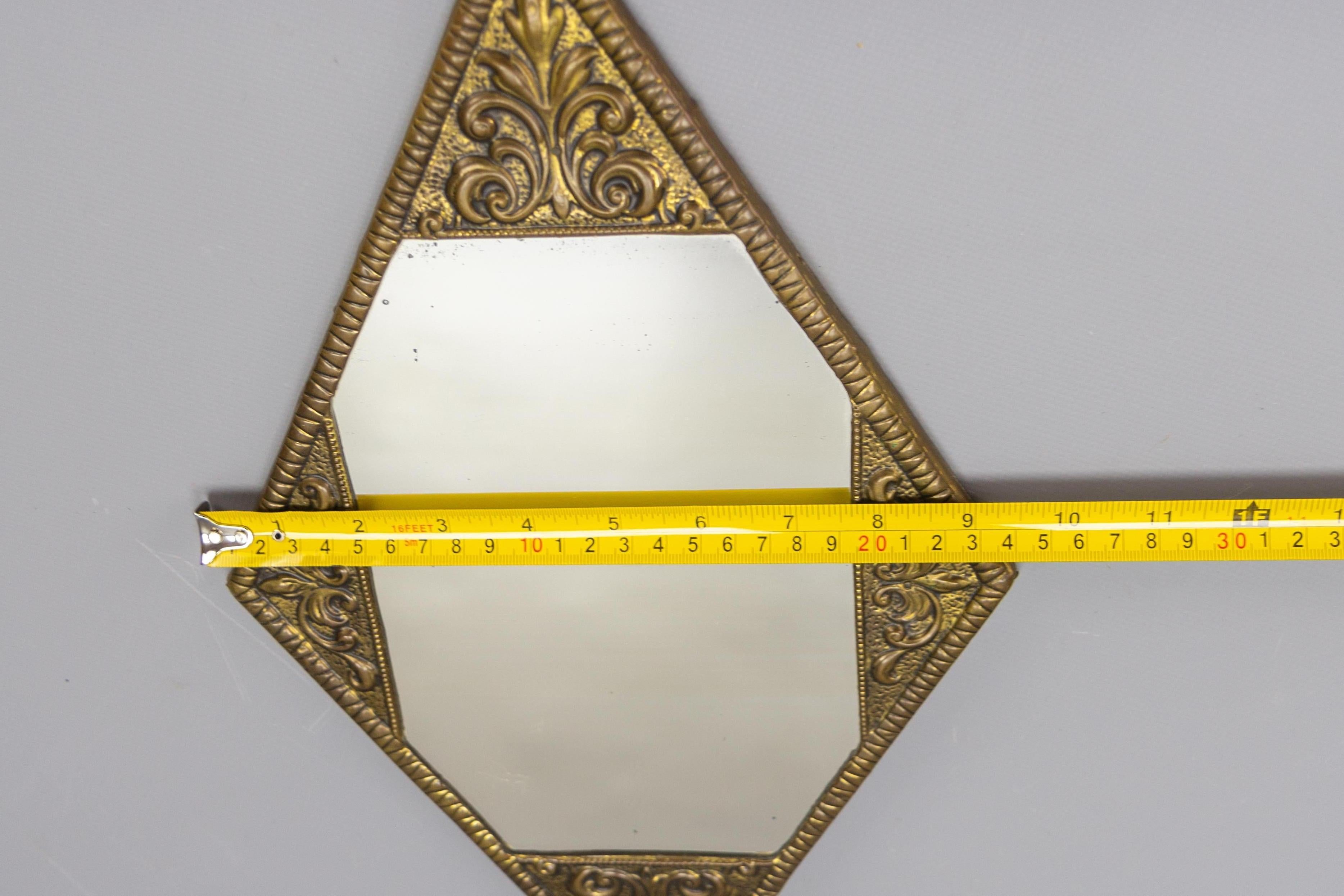 Art Deco Diamond-Shaped Brass Frame Wall Mirror, ca. 1920 For Sale 11