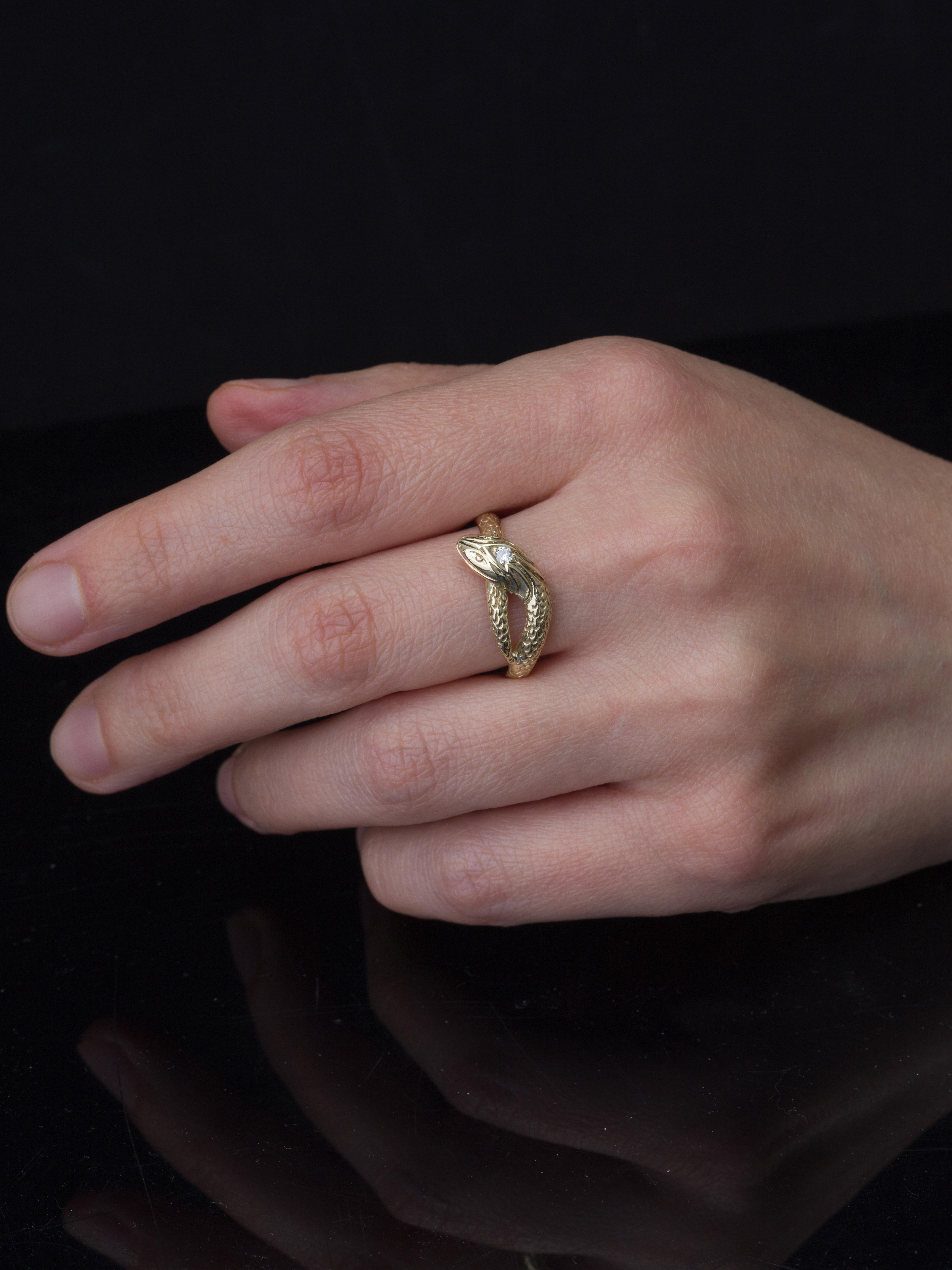 Art Deco Diamond Snake Ring For Sale 5