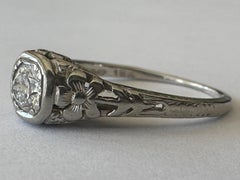 Art Deco Diamond Solitaire and Filigree Ring