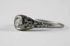 Art Deco Diamond Solitaire and Filigree Ring