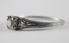Art Deco Diamond Solitaire and Filigree Ring