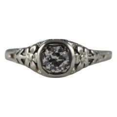 Art Deco Diamond Solitaire and Filigree Ring