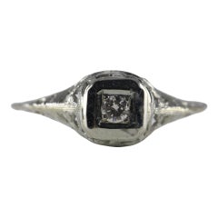 Art Deco Diamond Solitaire and Filigree Ring