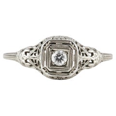 Art Deco Diamond Solitaire and Filigree Ring