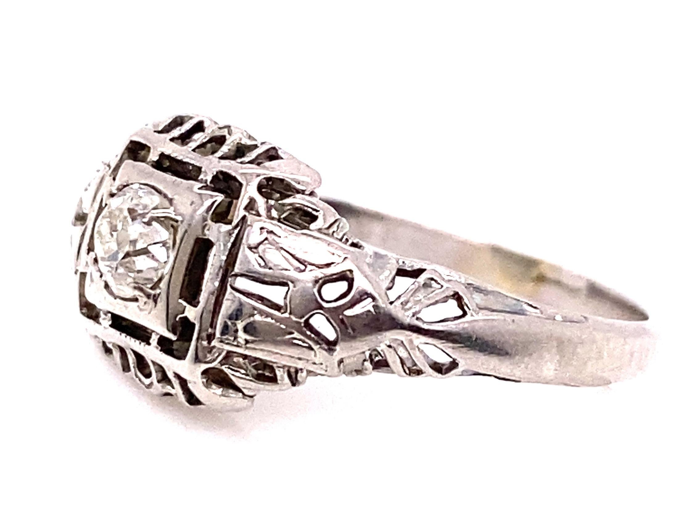Old Mine Cut Art Deco Diamond Solitaire Engagement Ring  .18ct Old Mine 18K Antique Original  For Sale