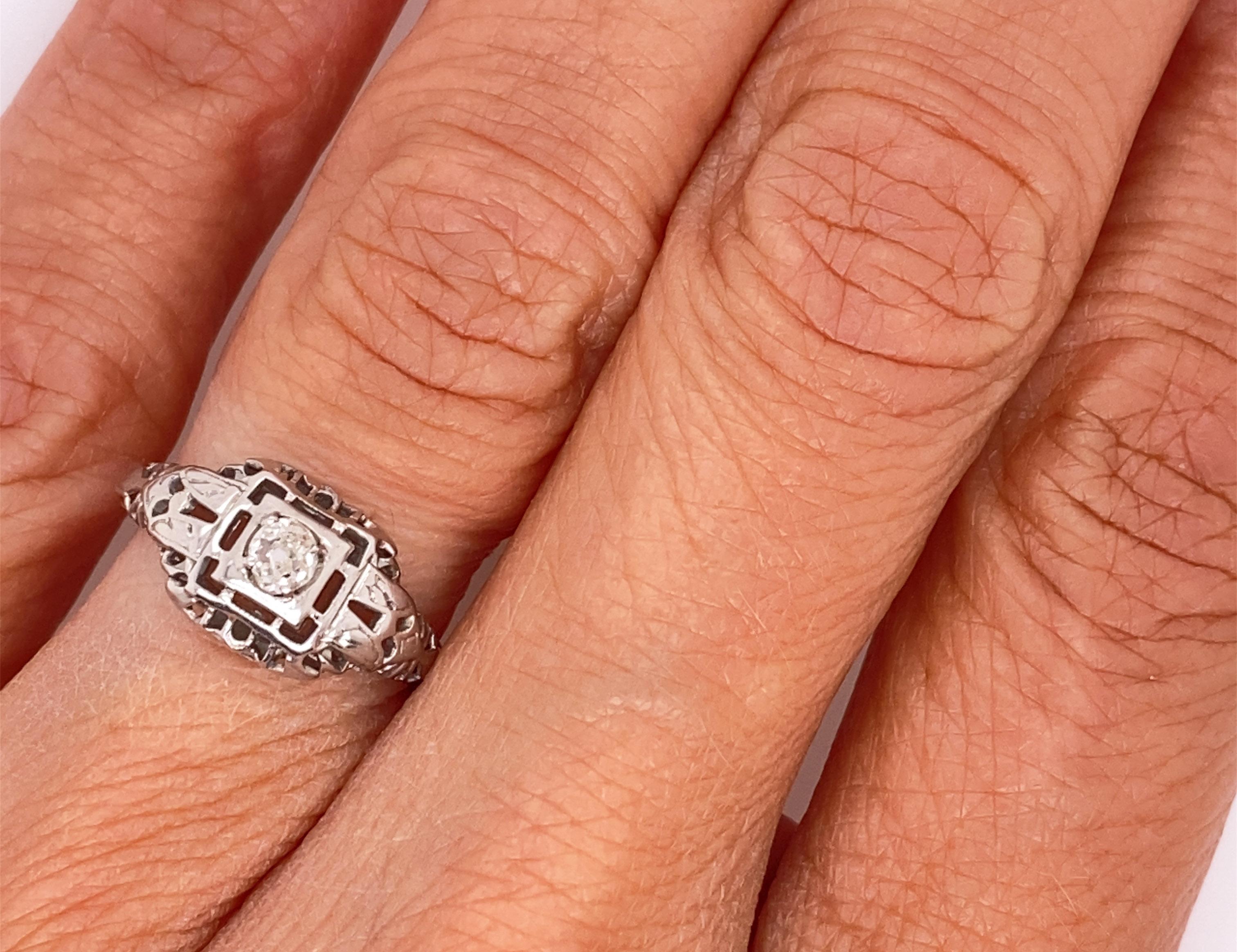 Art Deco Diamond Solitaire Engagement Ring  .18ct Old Mine 18K Antique Original  For Sale 1