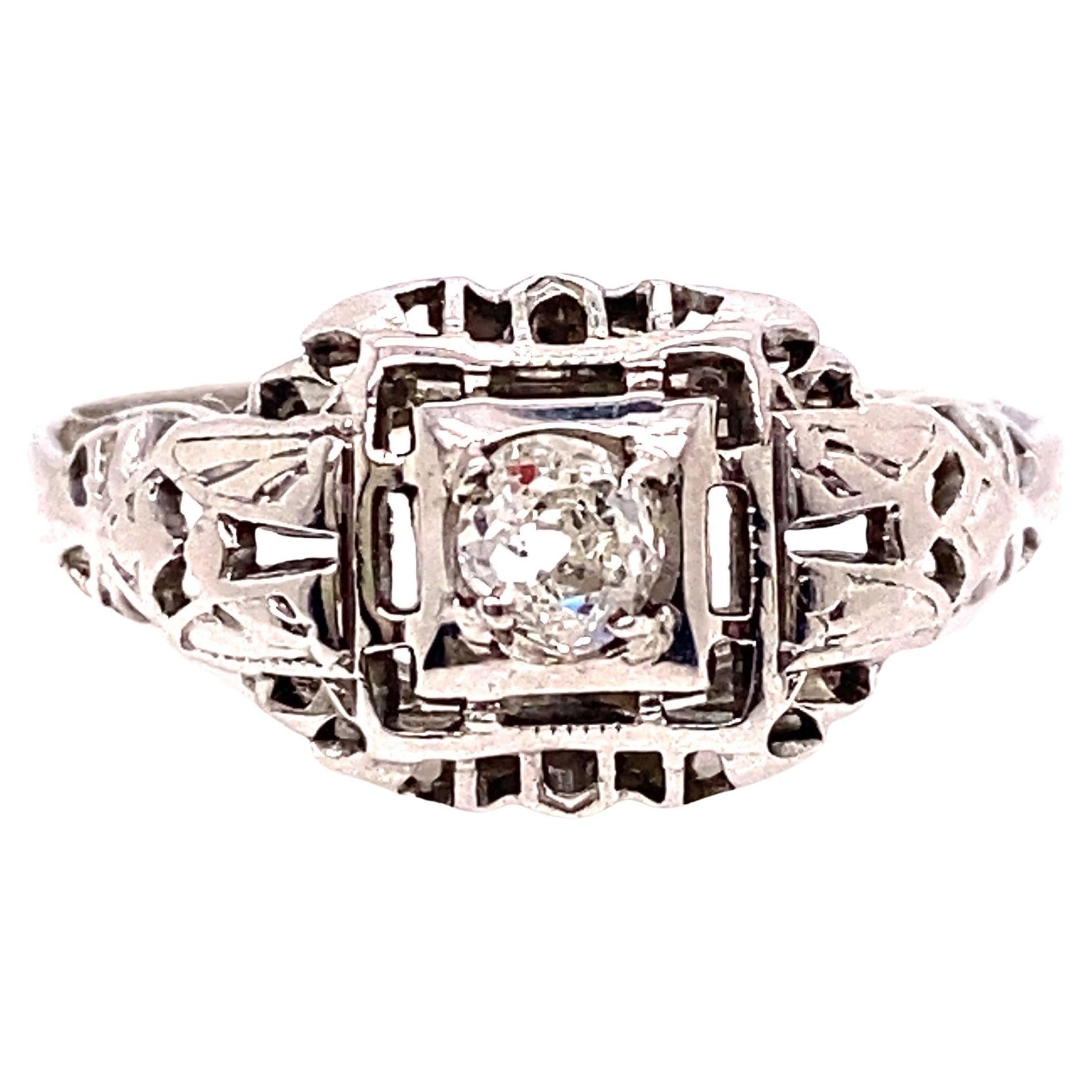 Art Deco Diamond Solitaire Engagement Ring  .18ct Old Mine 18K Antique Original 