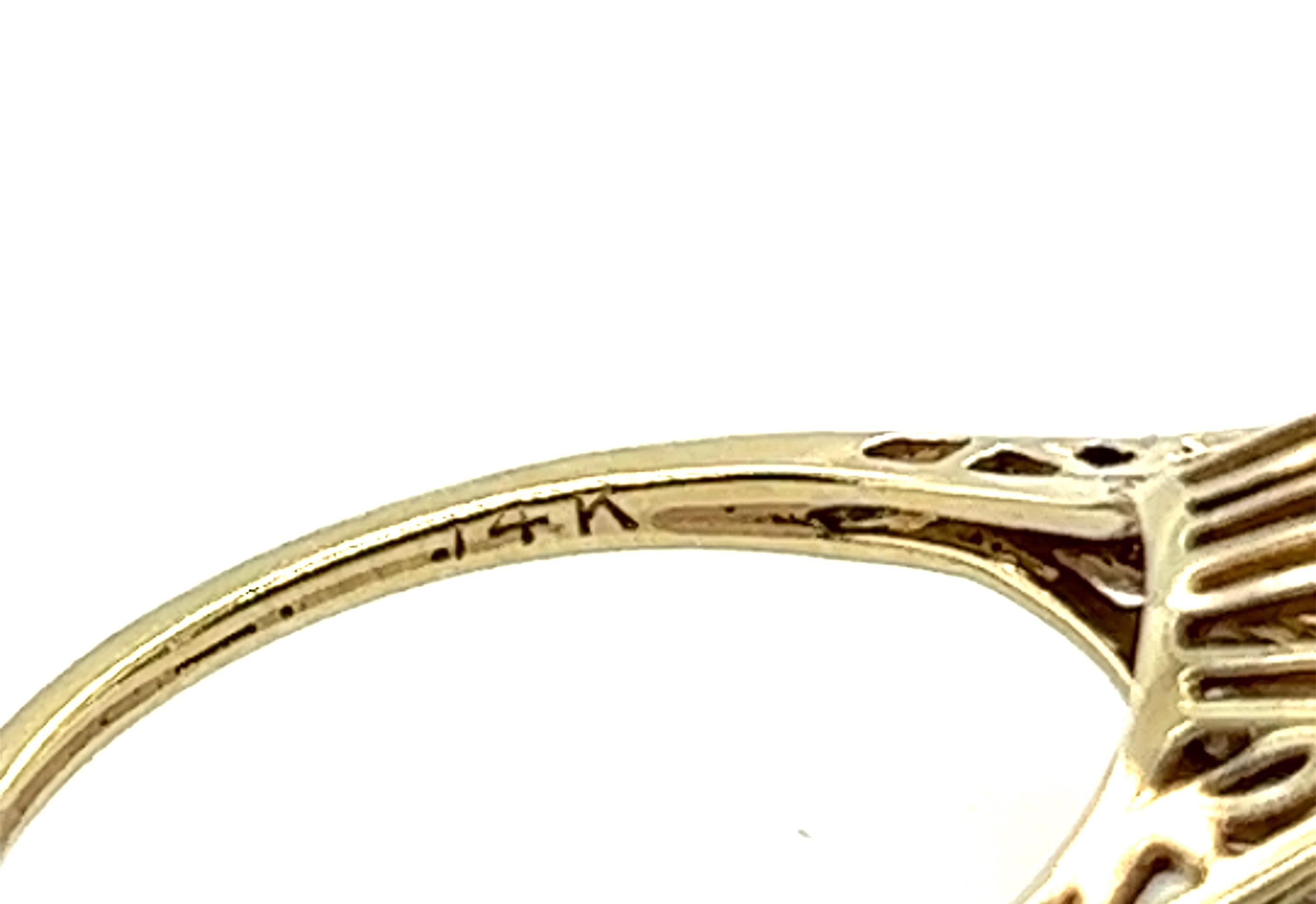 Art Deco Diamond Solitaire Engagement Ring .40ct 14K Yellow Gold Antique Origina Excellent état - En vente à Dearborn, MI