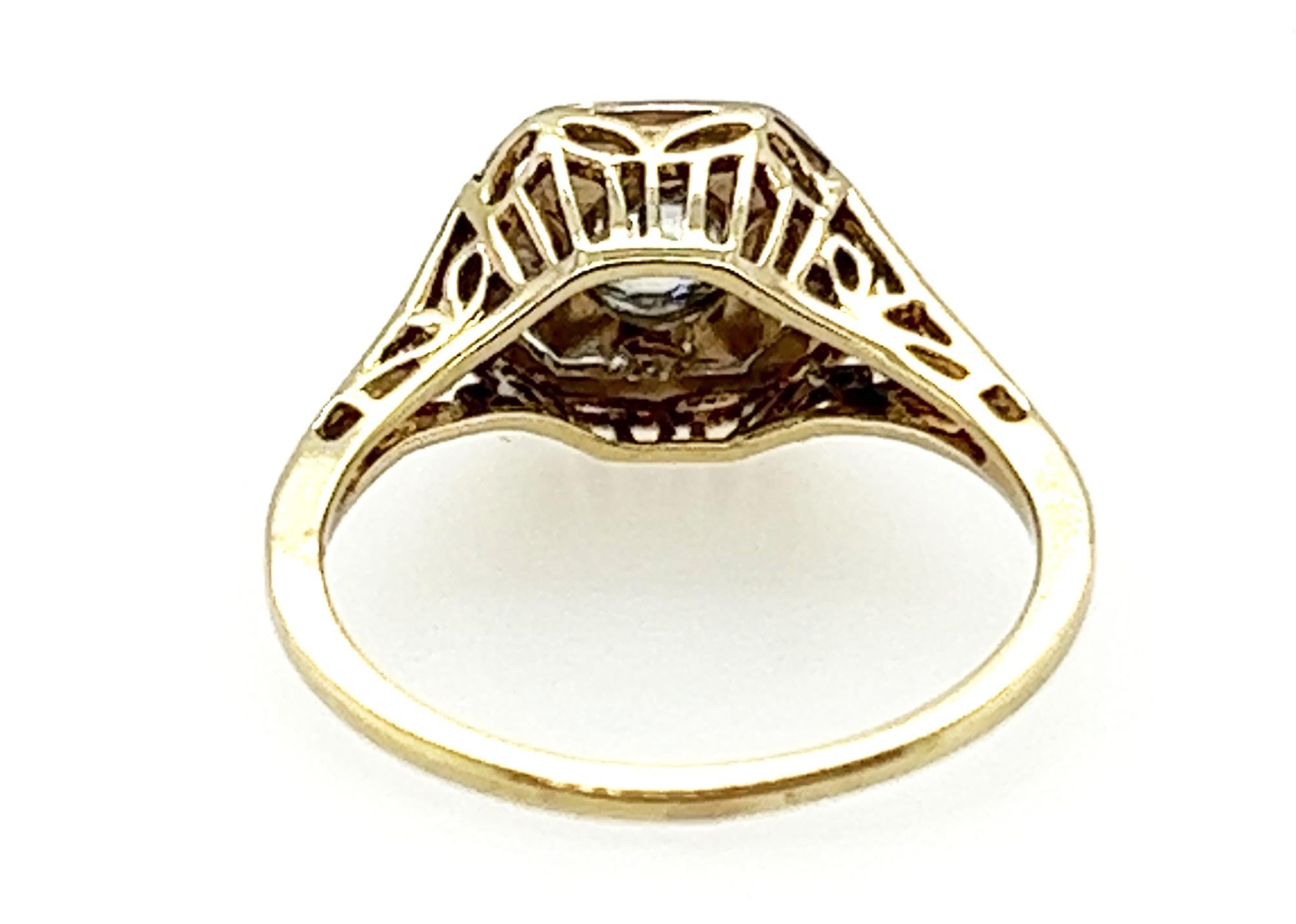 Art Deco Diamond Solitaire Engagement Ring .40ct 14k Yellow Gold Antique Origina For Sale 1