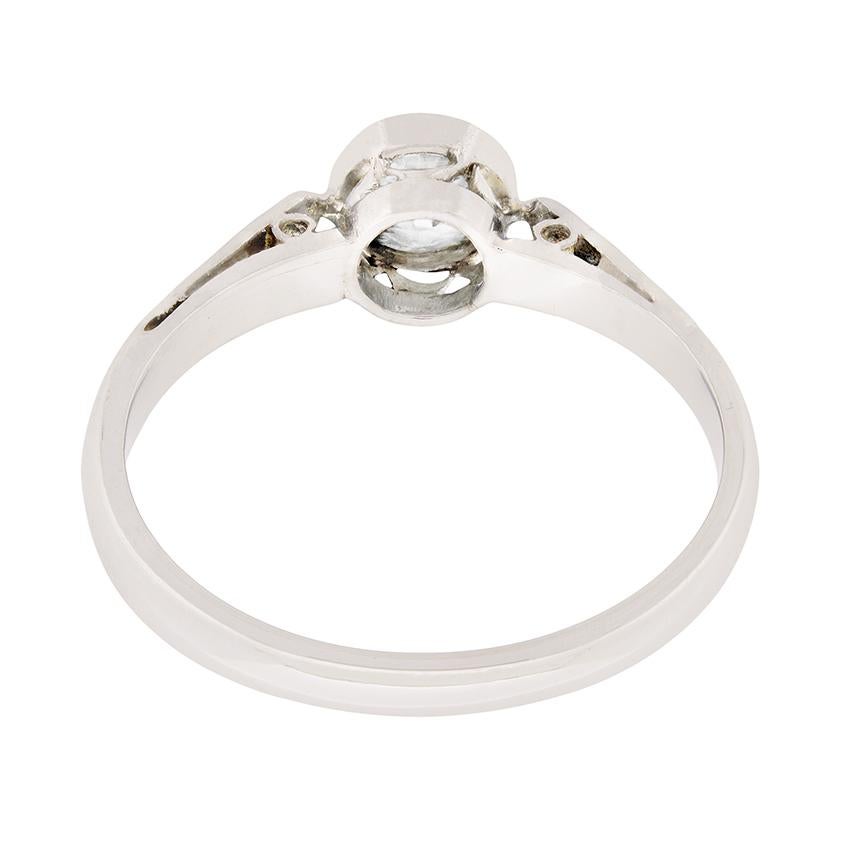 Women's or Men's Art Deco Diamond Solitaire Engagement Ring, circa 1920s