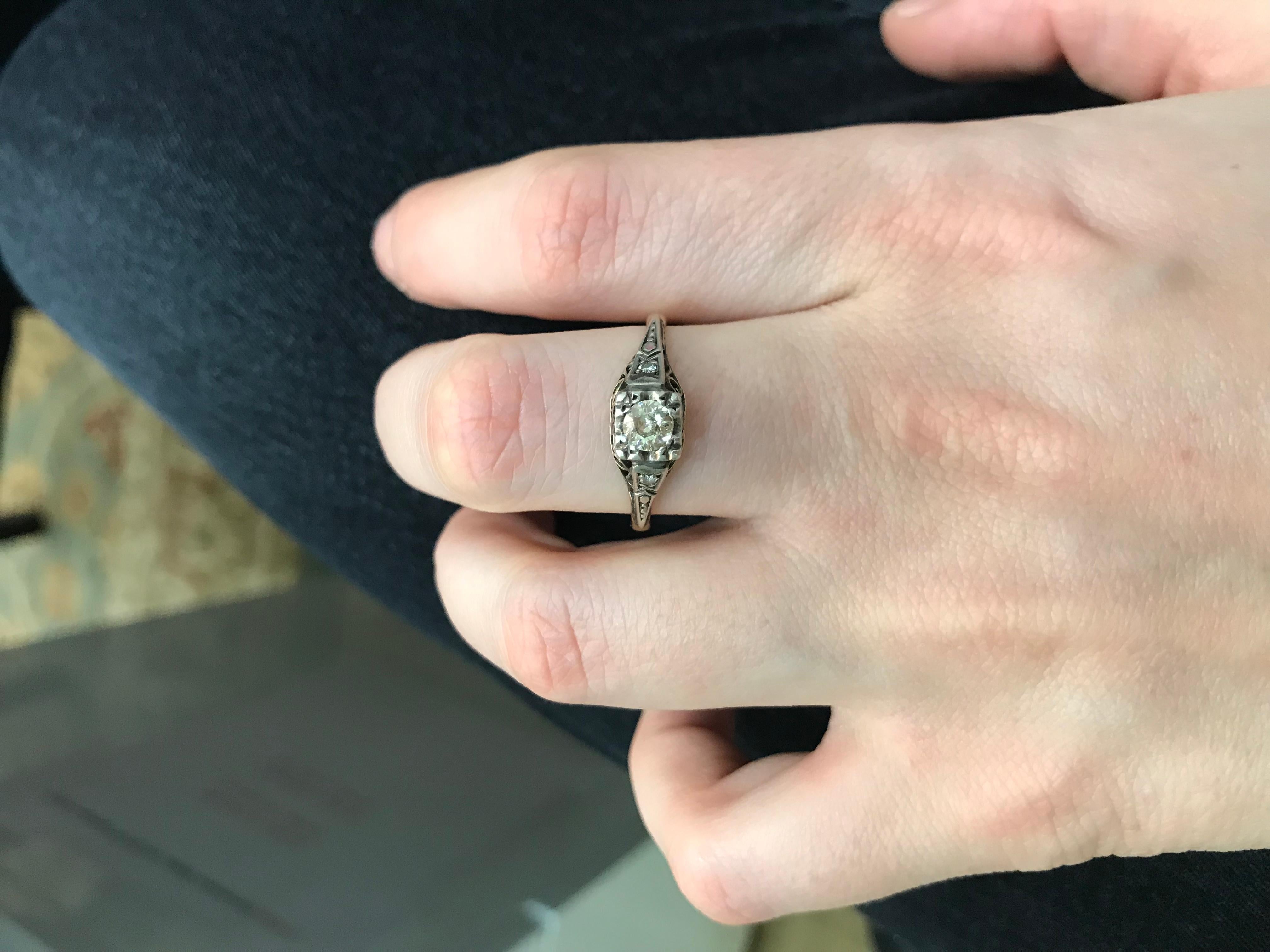 Art Deco Diamond Solitaire Engagement Ring, circa 1920s für Damen oder Herren