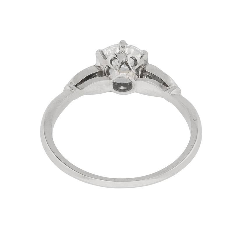Women's or Men's Art Deco Diamond Solitaire Engagement Ring, circa 1930s