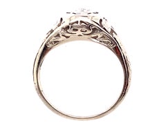 Art Deco Diamond Solitaire Engagement Ring Flowers 18k Original 1930s Antique