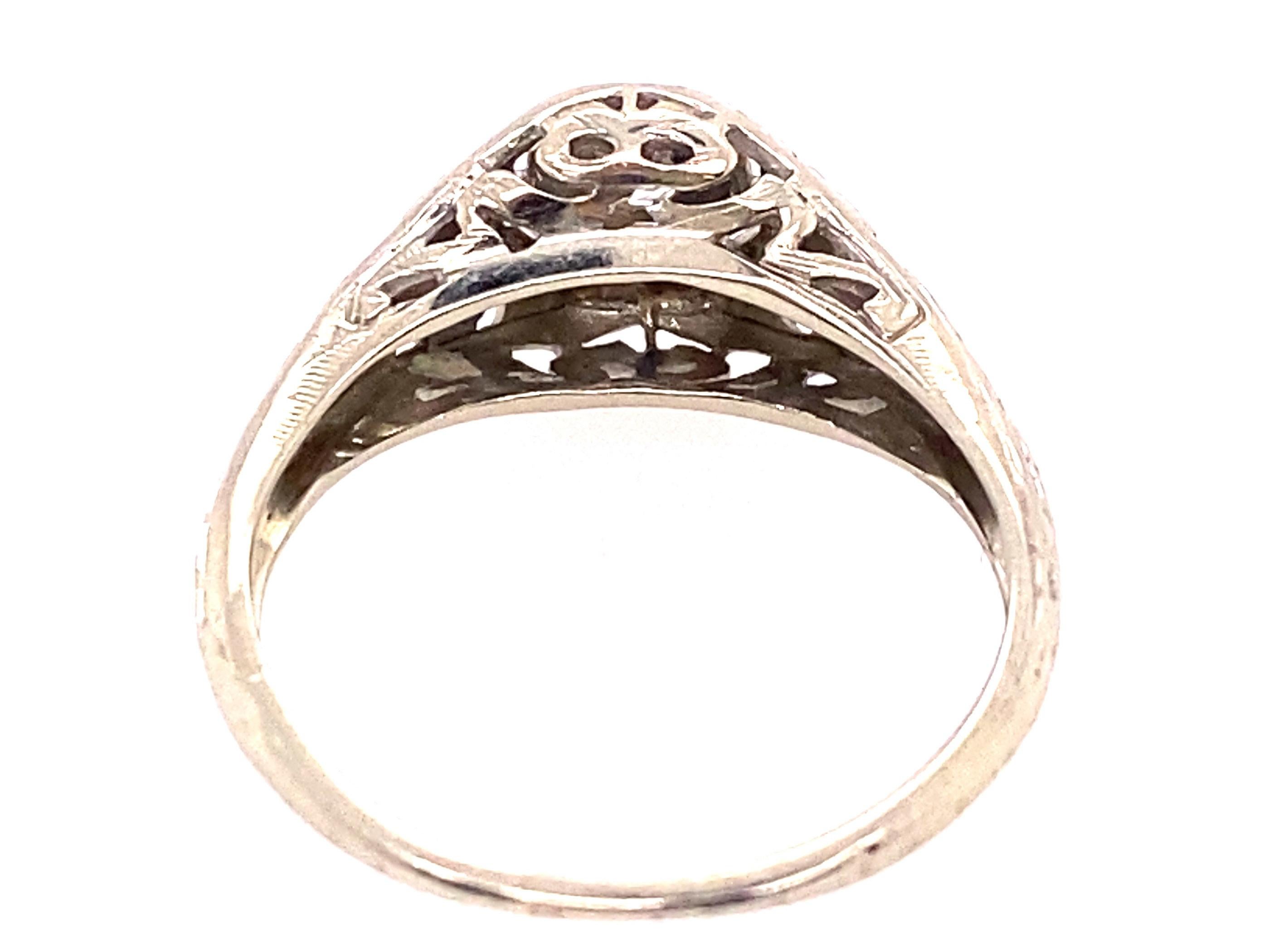 Art Deco Diamond Solitaire Engagement Ring Flowers 18k Original 1930s Antique For Sale 1