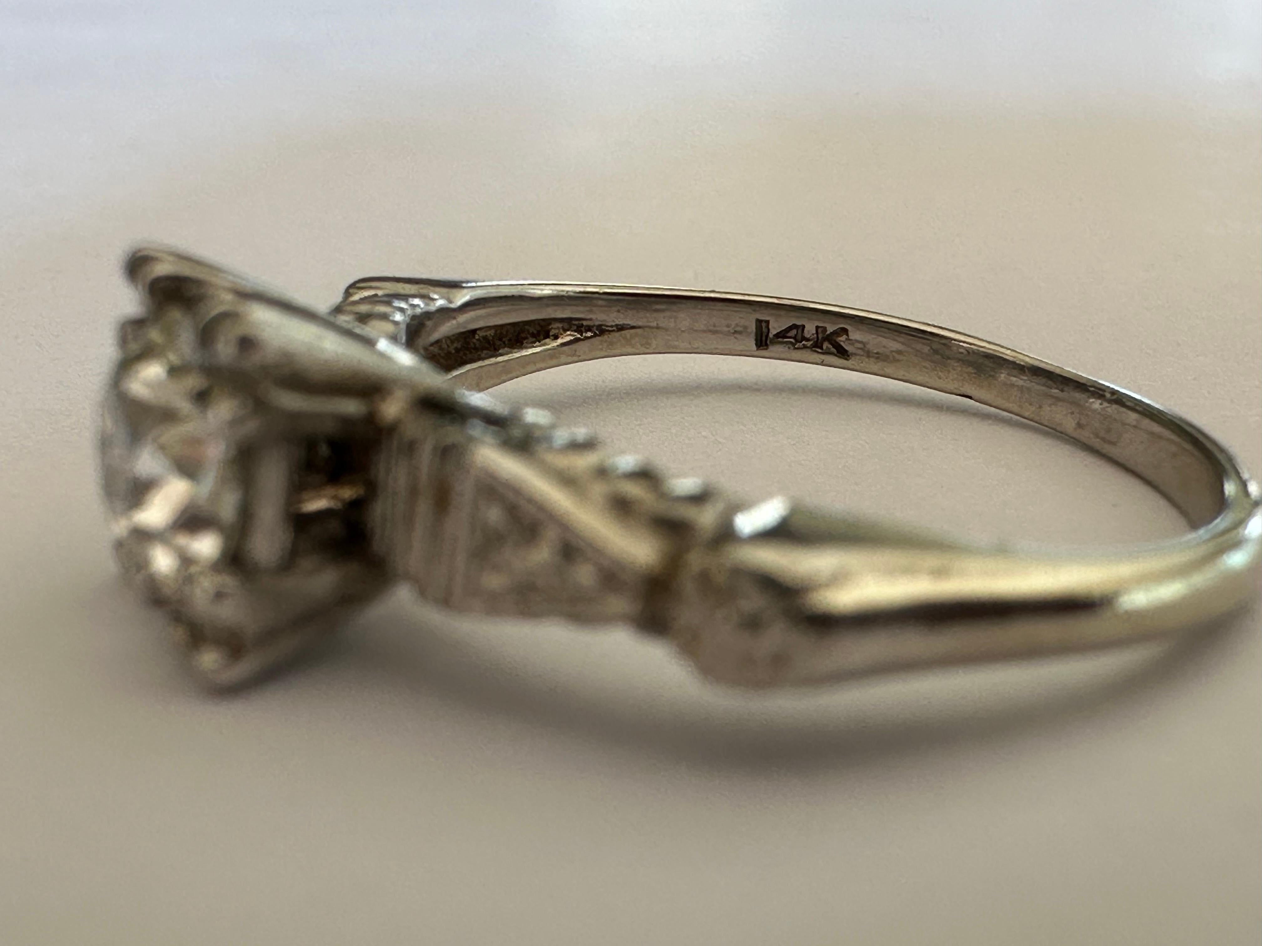 Old European Cut Art Deco Diamond Solitaire Engagement Ring  For Sale