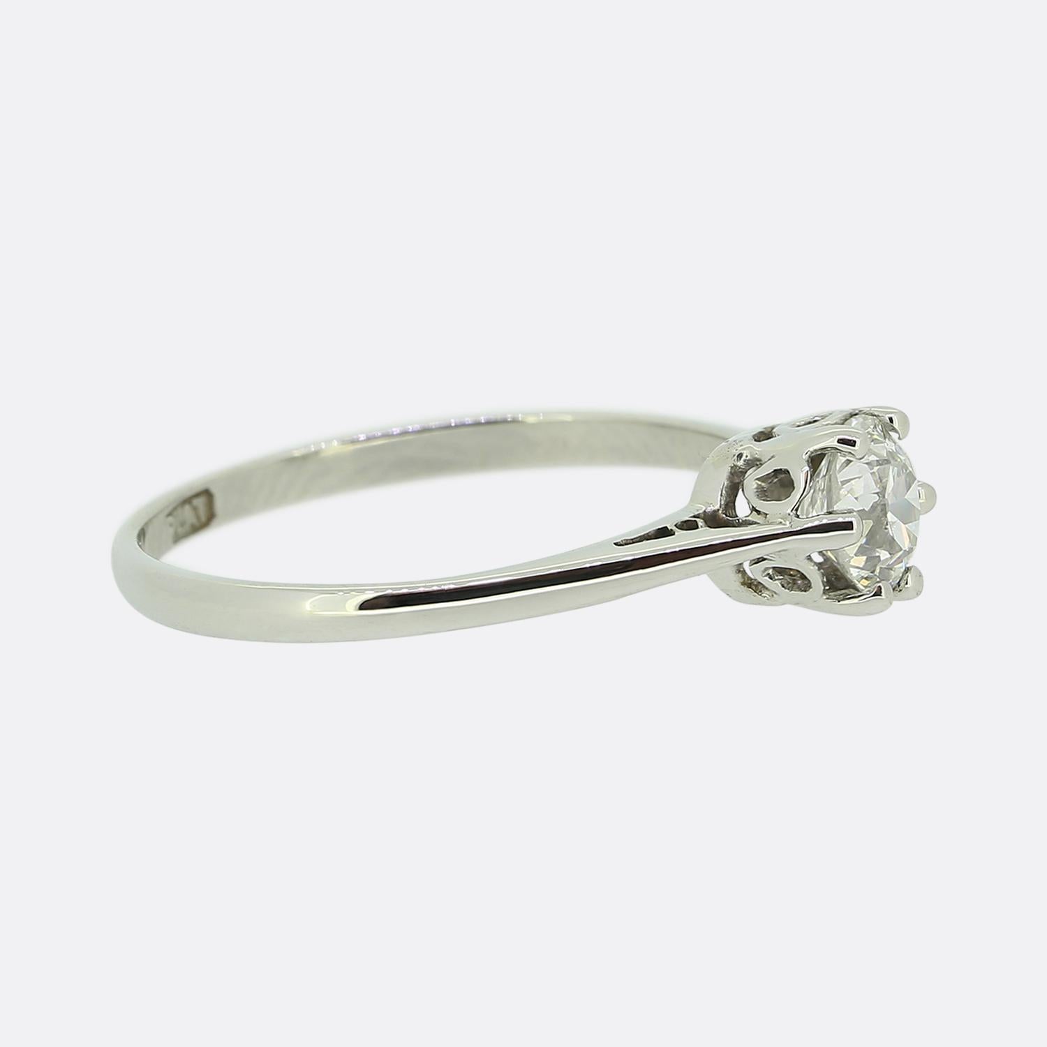 Round Cut Art Deco Diamond Solitaire Engagement Ring