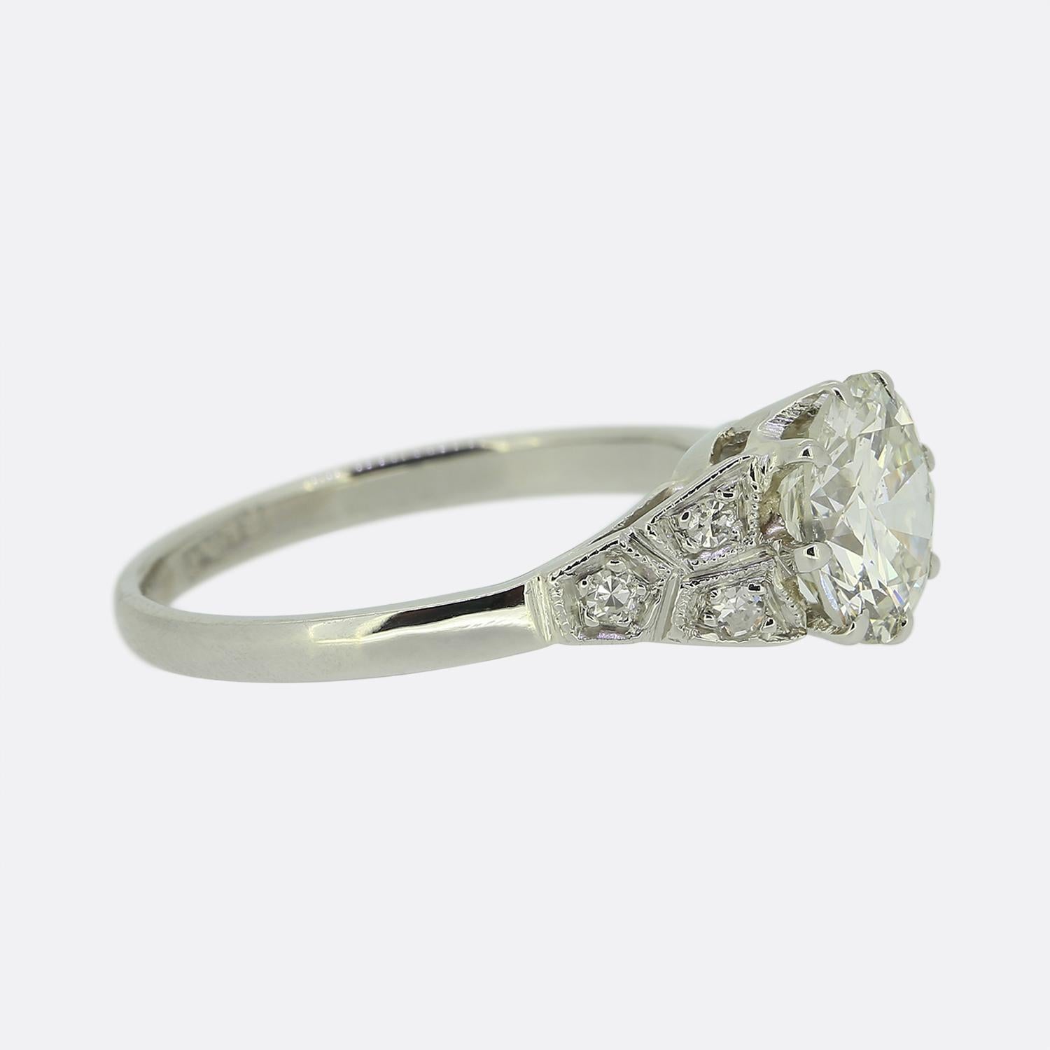 Art Deco Diamond Solitaire Engagement Ring In Excellent Condition For Sale In London, GB