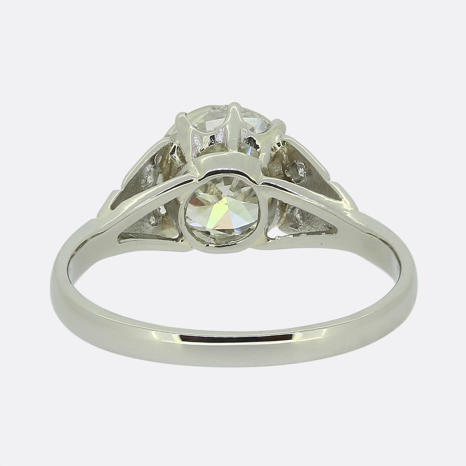 Women's or Men's Art Deco Diamond Solitaire Engagement Ring For Sale