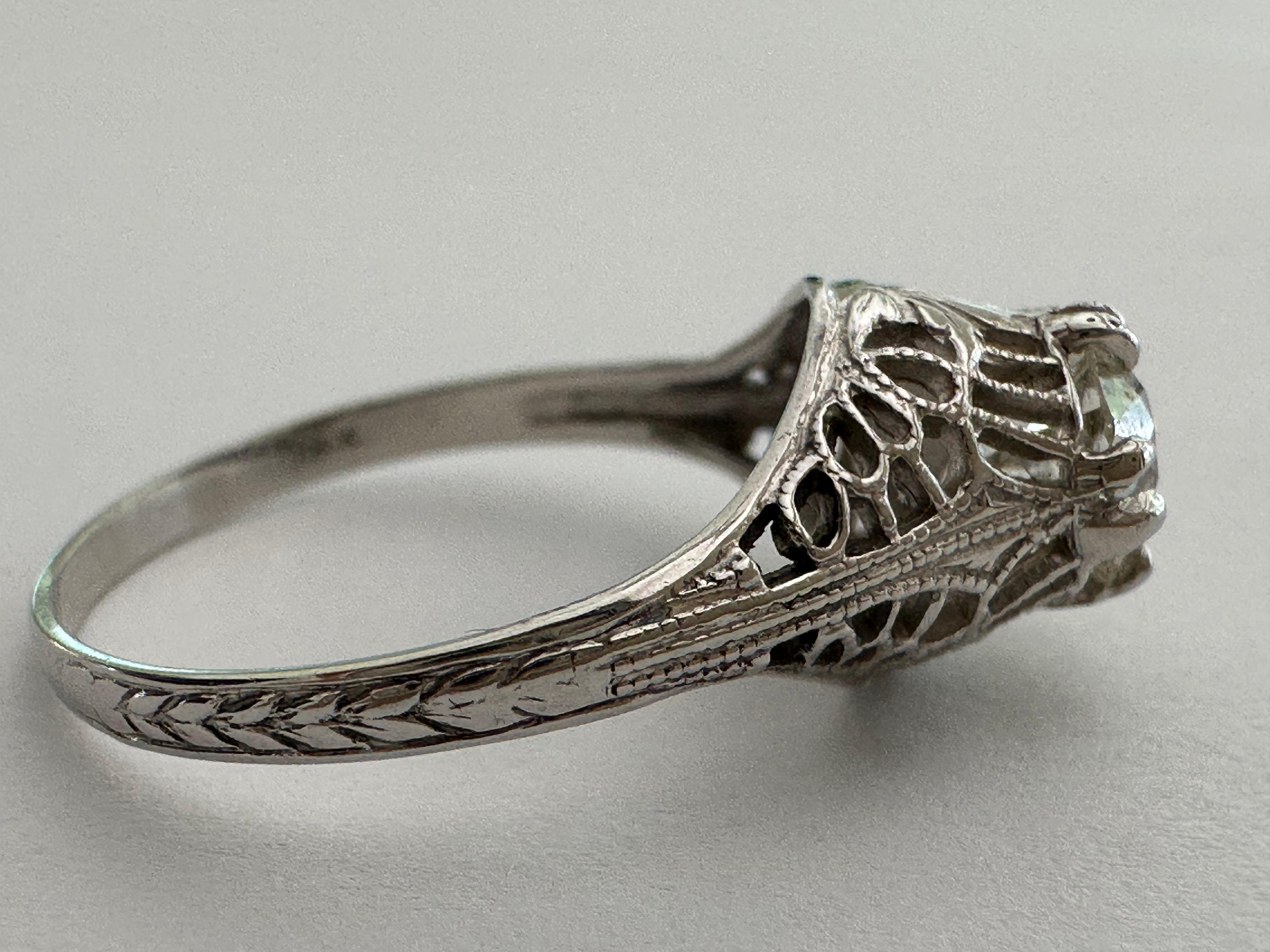 De las mujeres Anillo de compromiso Art Decó con diamante solitario en venta