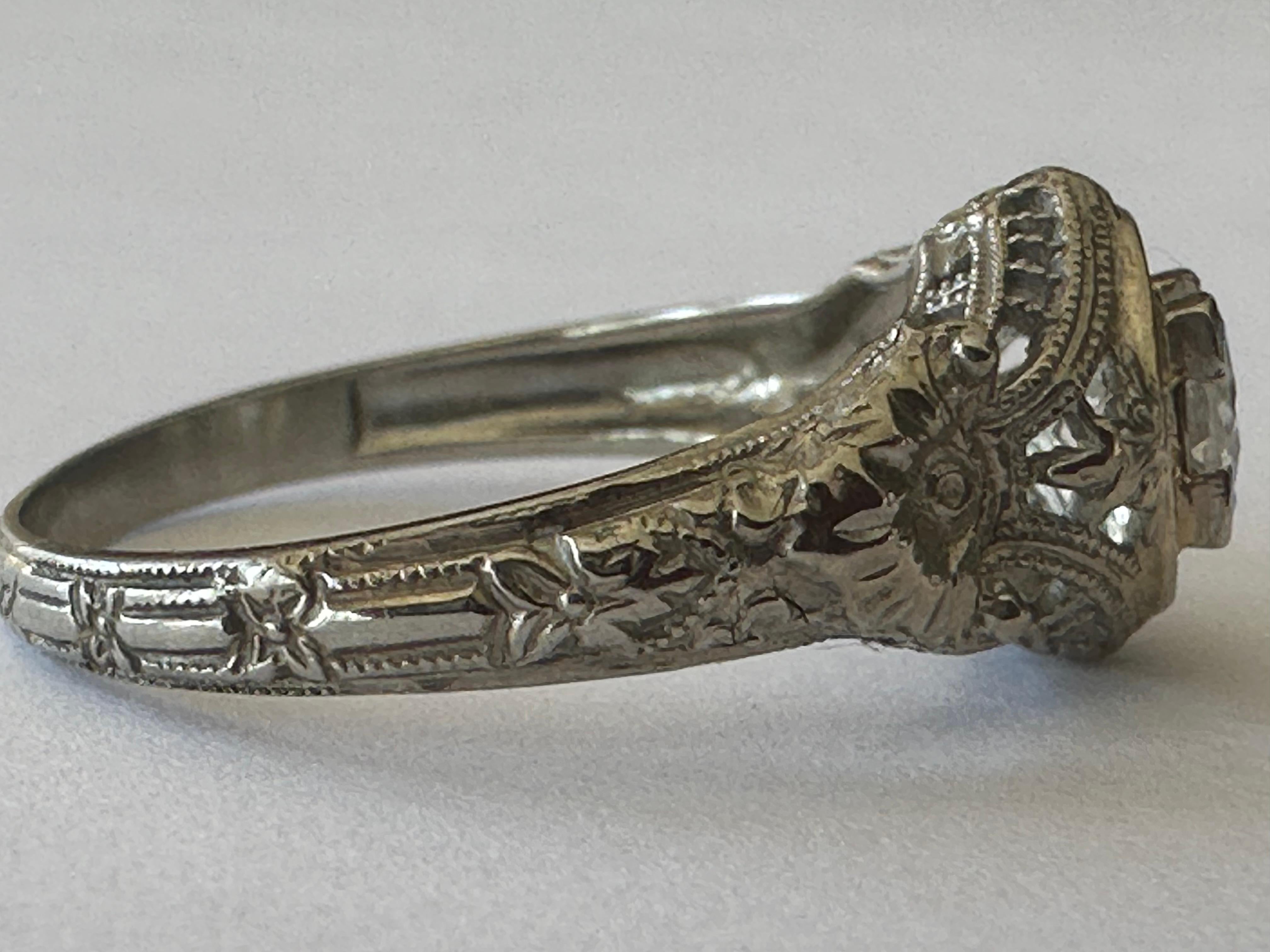 Art Deco Diamond Solitaire Engagement Ring  For Sale 2