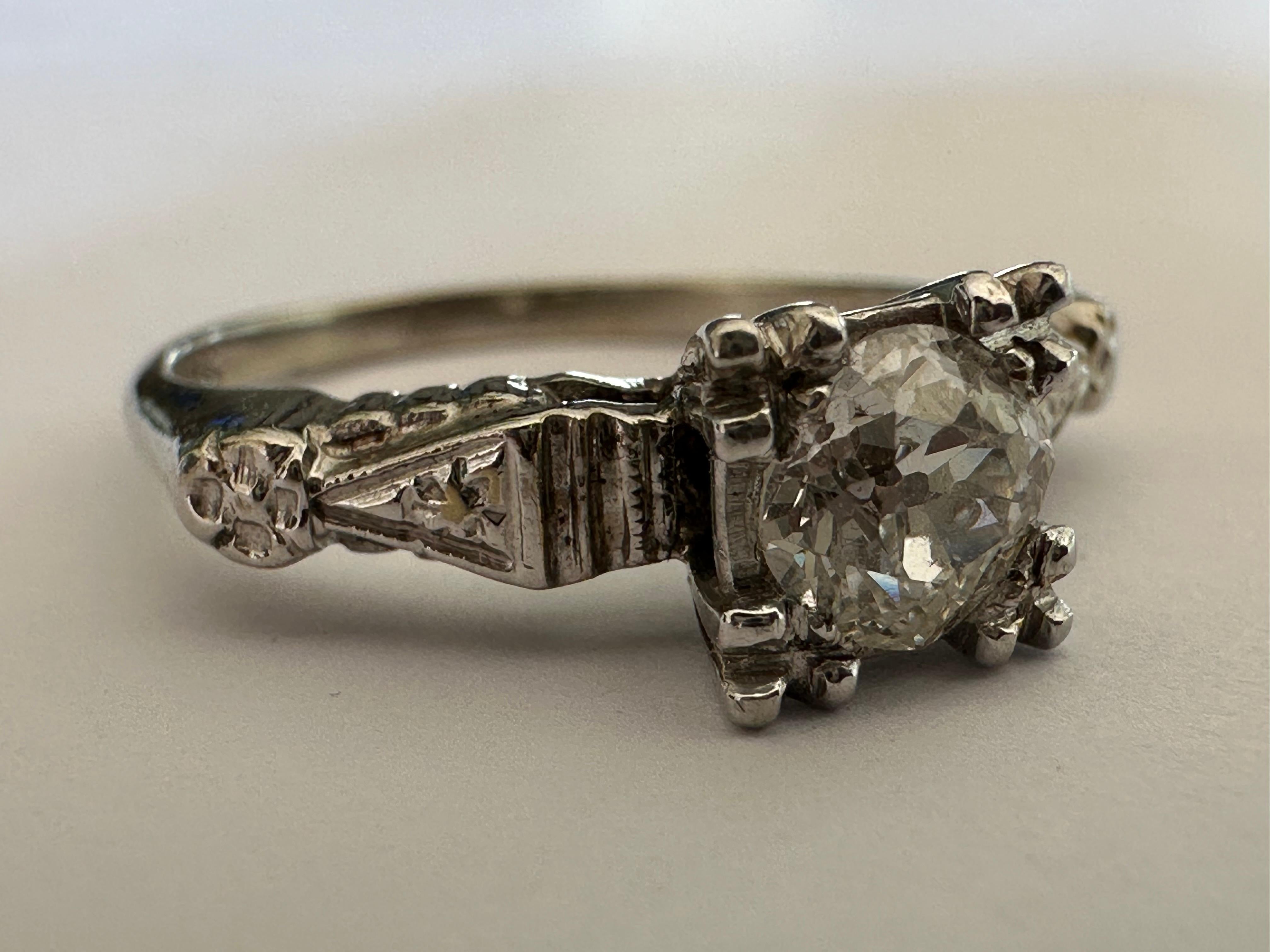 Art Deco Diamond Solitaire Engagement Ring  For Sale 4