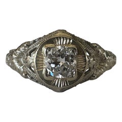 Art Deco Diamond Solitaire Engagement Ring