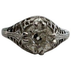 Anillo de compromiso Art Decó con diamante solitario
