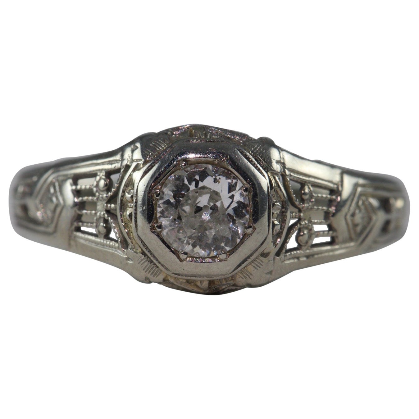 Art Deco Diamond Solitaire Ring For Sale