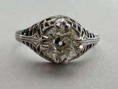 Anillo de compromiso Art Decó con diamante solitario