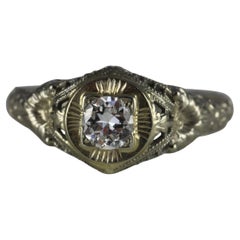 Art Deco Diamond Solitaire Engagement Ring