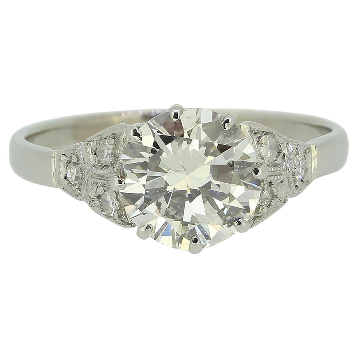 Art Deco Diamond Solitaire Engagement Ring For Sale