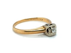 Art Deco Diamond Solitaire Engagement Ring Mined .15ct Original 1910's-1920's 14