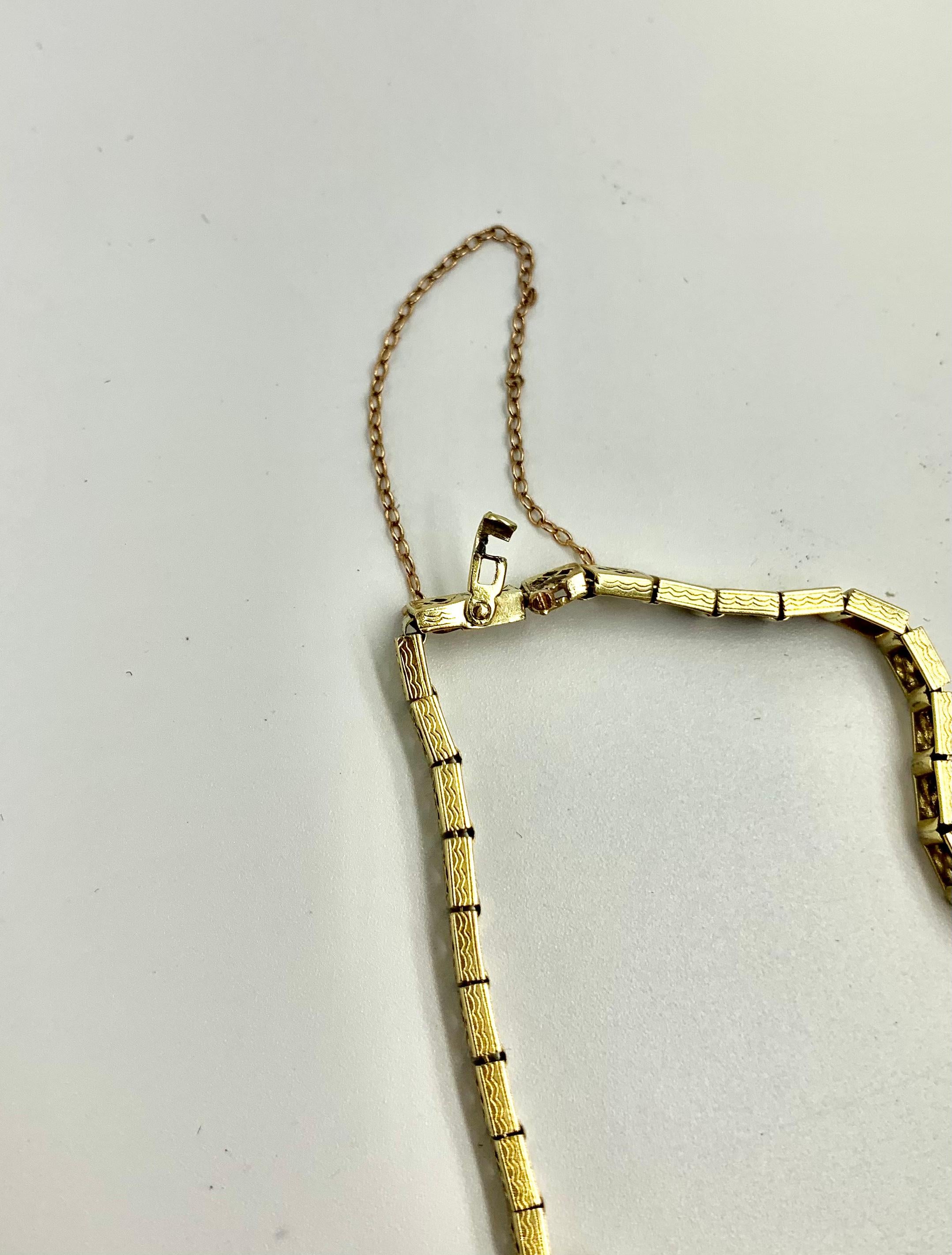 Art Deco Diamond Solitaire Filigree Arrow Motif 14K Yellow Gold Bracelet 4