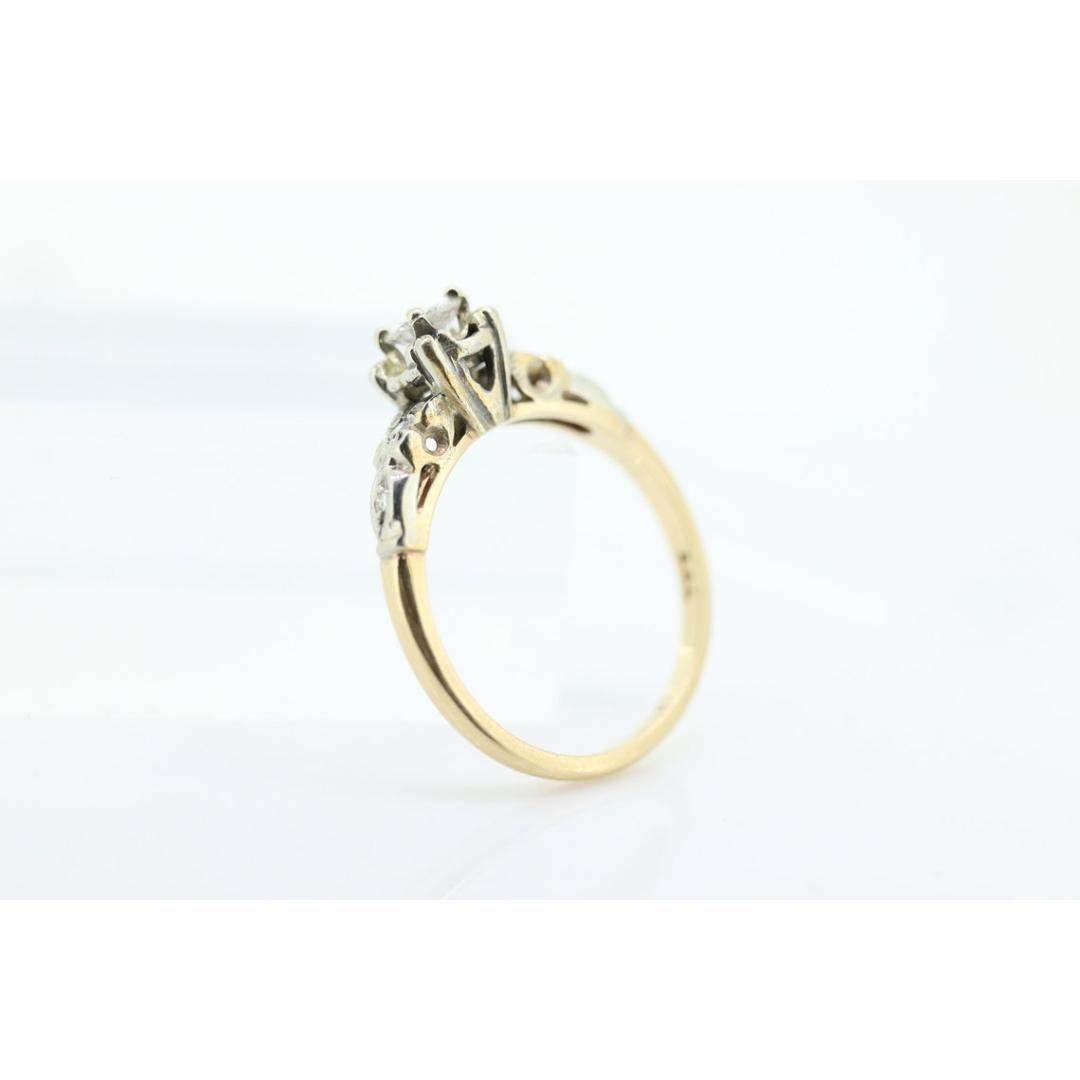 Anillo Art Decó de filigrana con solitario de diamantes. Diamante talla vieja europea de oro de 14k en venta 2